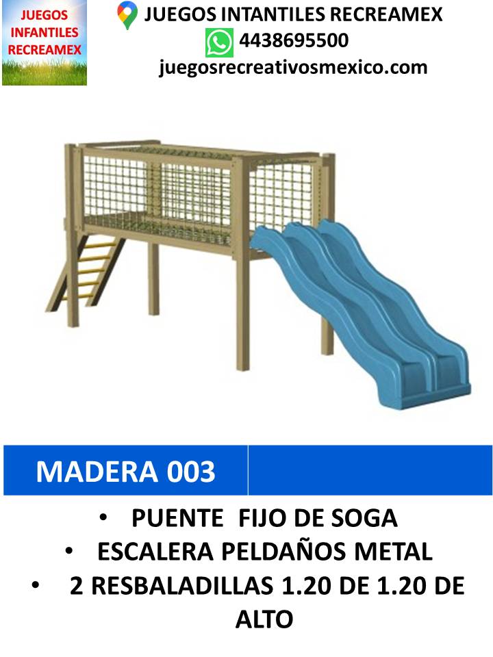 juego de madera con puente 2 resbaladillas